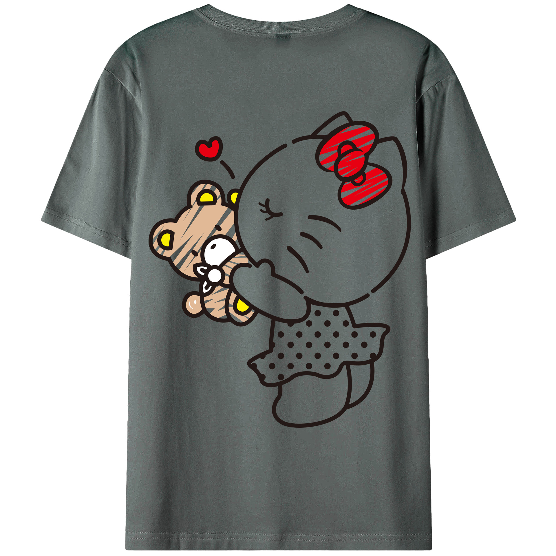 （画像用） Hello Kitty ハローキティ 綿100％ メンズ半袖Tシャツ（バックプリント） 通気性